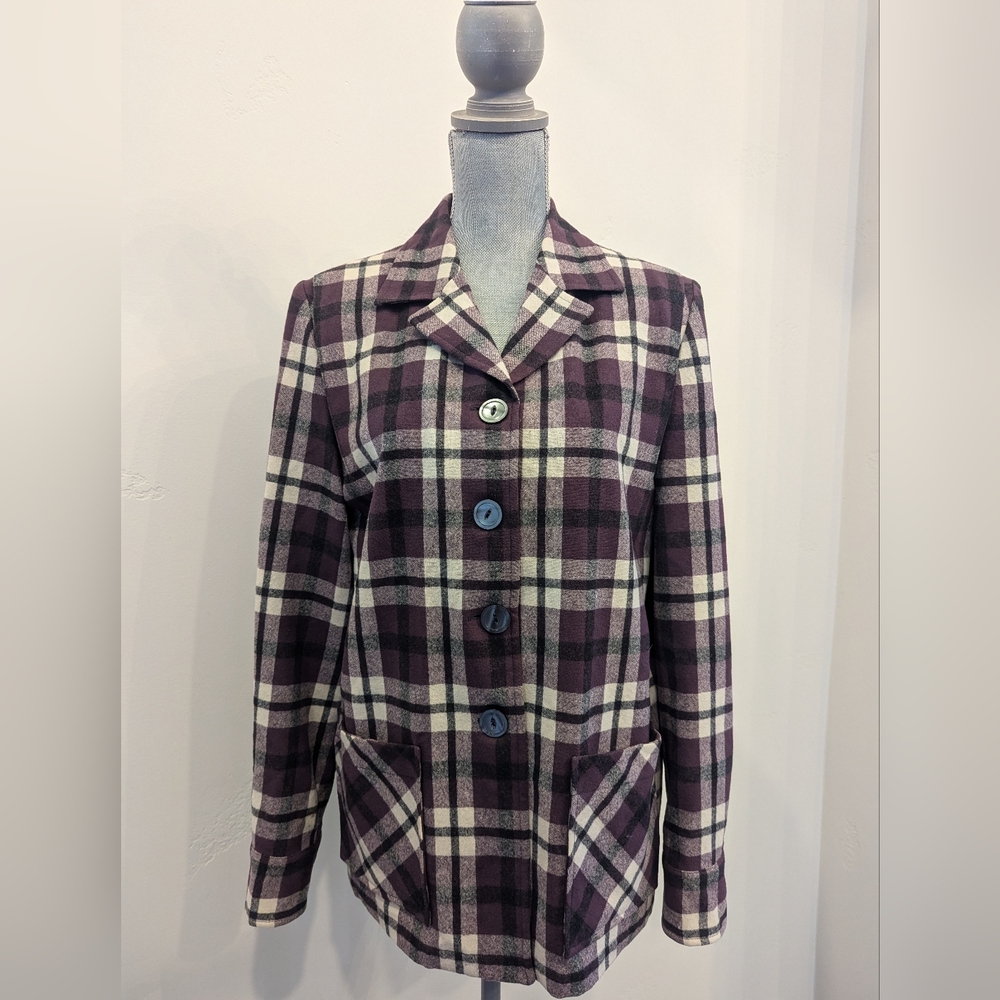 Vintage Pendleton 49er Wool Check Jacket in Purple, White and Black